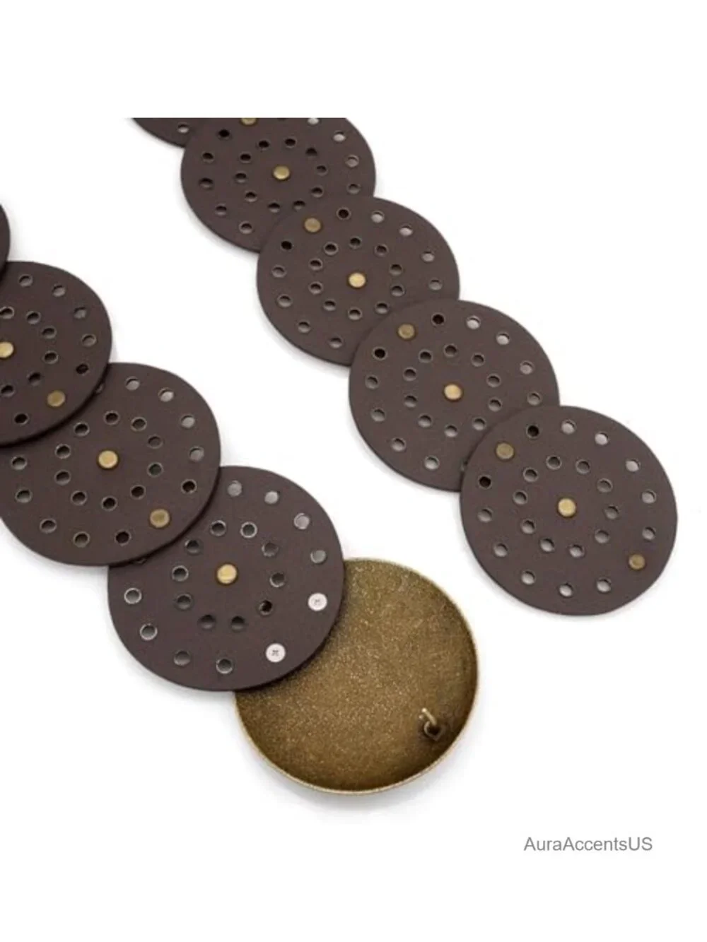 Wide PU Leather Disc Belt Boho Concho Western Vintage Waist Belt